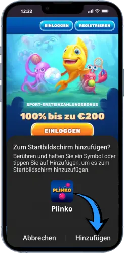 Plinko Verknüpfung auf dem Android Startbildschirm bestätigen
