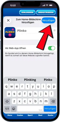 Plinko Verknüpfung auf iPhone oder iPad bestätigen